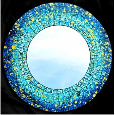  Mirror "Blue Splash" mosaic glass hand crafted home decor 16"    302830416031